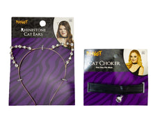 Load image into Gallery viewer, Rhinestone Headband Cat Ears and Cat Choker - Cute Accessories - 2 PC Bundle - OMG Closet