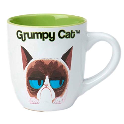 Grumpy Cat Coffee Mug White and Green 18 oz - [OMG Closet]