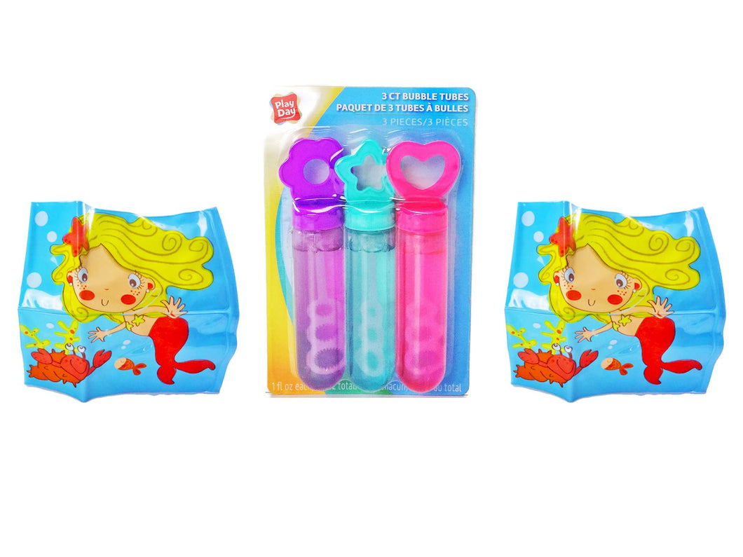 Mermaid Swimming Intex Arm Bands and 3 CT Bubbles - 3 PC Bundle - OMG Closet