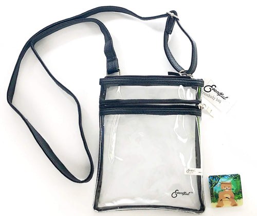 Clear Cross Body Handbag for Stadium Events | Sticker Phone Holder - 2 PC Bundle(Black) - OMG Closet