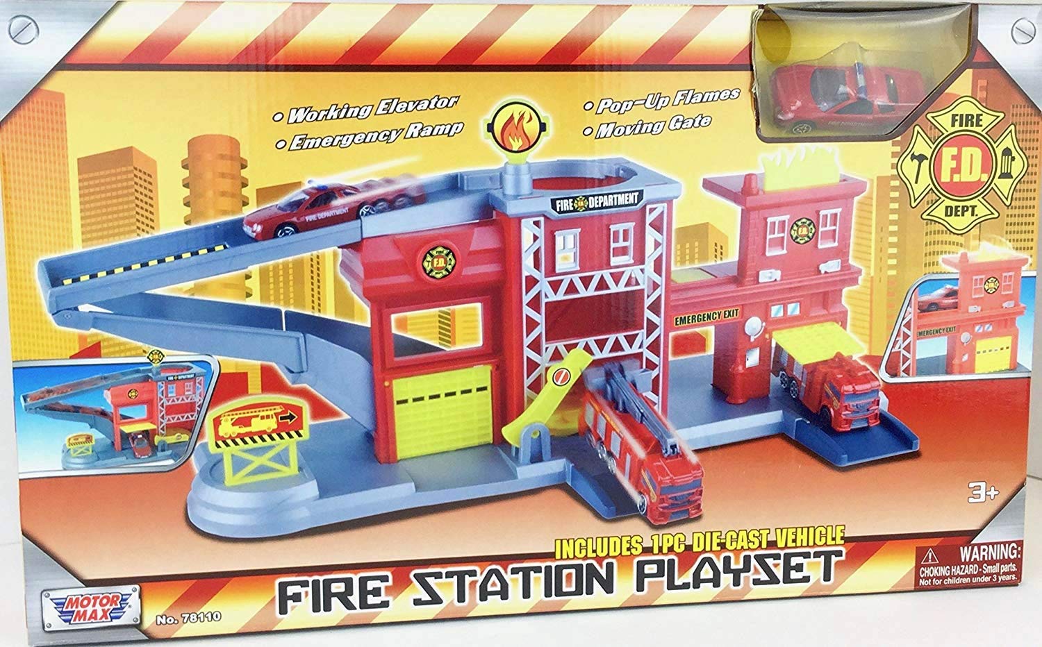 Motormax take along fire station playset on sale