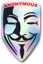 Load image into Gallery viewer, V for Vendetta Holographic Vinyl Sticker and 1 Anonymous Postcard - 2 PC Bundle - OMG Closet
