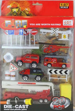 Load image into Gallery viewer, Fire Fighter - Die-Cast 20 Pcs and Book Things That Go - 2 PC Bundle - OMG Closet
