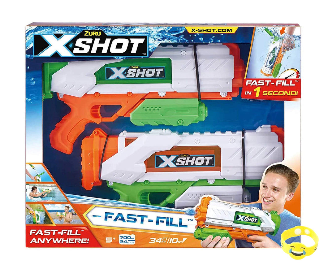 Water Guns Super Soaker for Kids 2 Pack Blaster Zuro X-Shot & Emoji Bracelet - 2 PC Bundle - OMG Closet