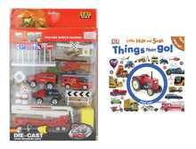 Load image into Gallery viewer, Fire Fighter - Die-Cast 20 Pcs and Book Things That Go - 2 PC Bundle - OMG Closet
