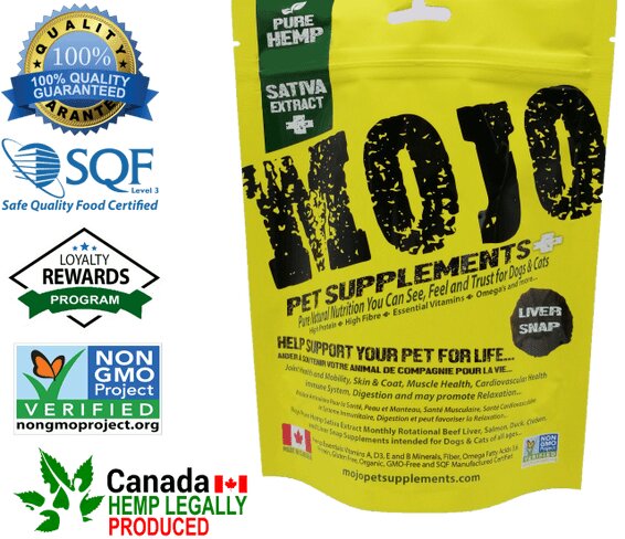 Mojo Pet Supplements Hemp Sativa Nutraceutical Dog Treats, Hume-Grade Liver Snap - [OMG Closet]