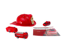 Load image into Gallery viewer, Kids Fire Fighter Starter- Kids Helmet, 3 Pull Back Truck and Certificate - [OMG Closet]
